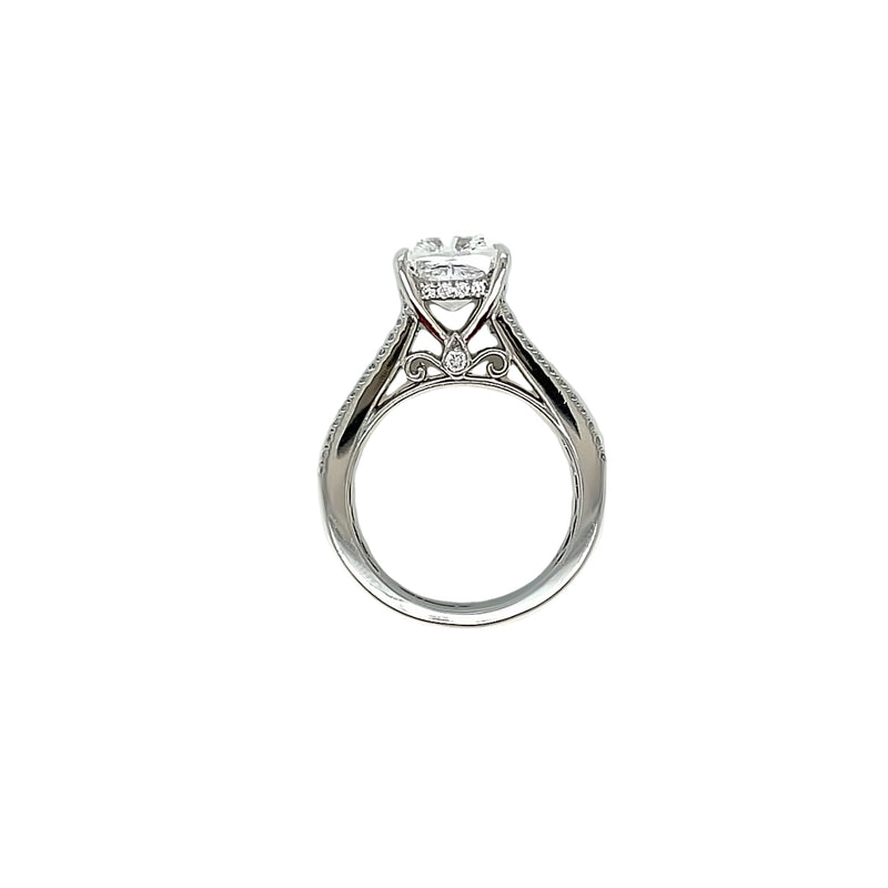 LAB GROWN CUSHION BRILLIANT CUT WITH BAGUETTE & PRINCESS CUT BAND ENGAGEMENT RING