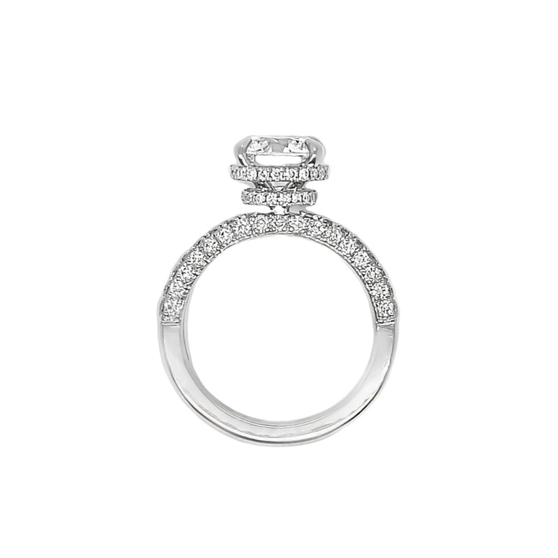 LAB GROWN ROUND CUT DOUBLE HIDDEN HALO PAVE SETTING ENGAGEMENT RING -1CT+