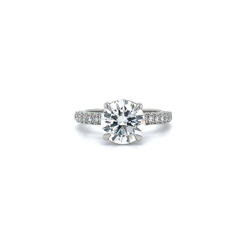 LAB GROWN ROUND CUT DOUBLE HIDDEN HALO PAVE SETTING ENGAGEMENT RING -1CT+