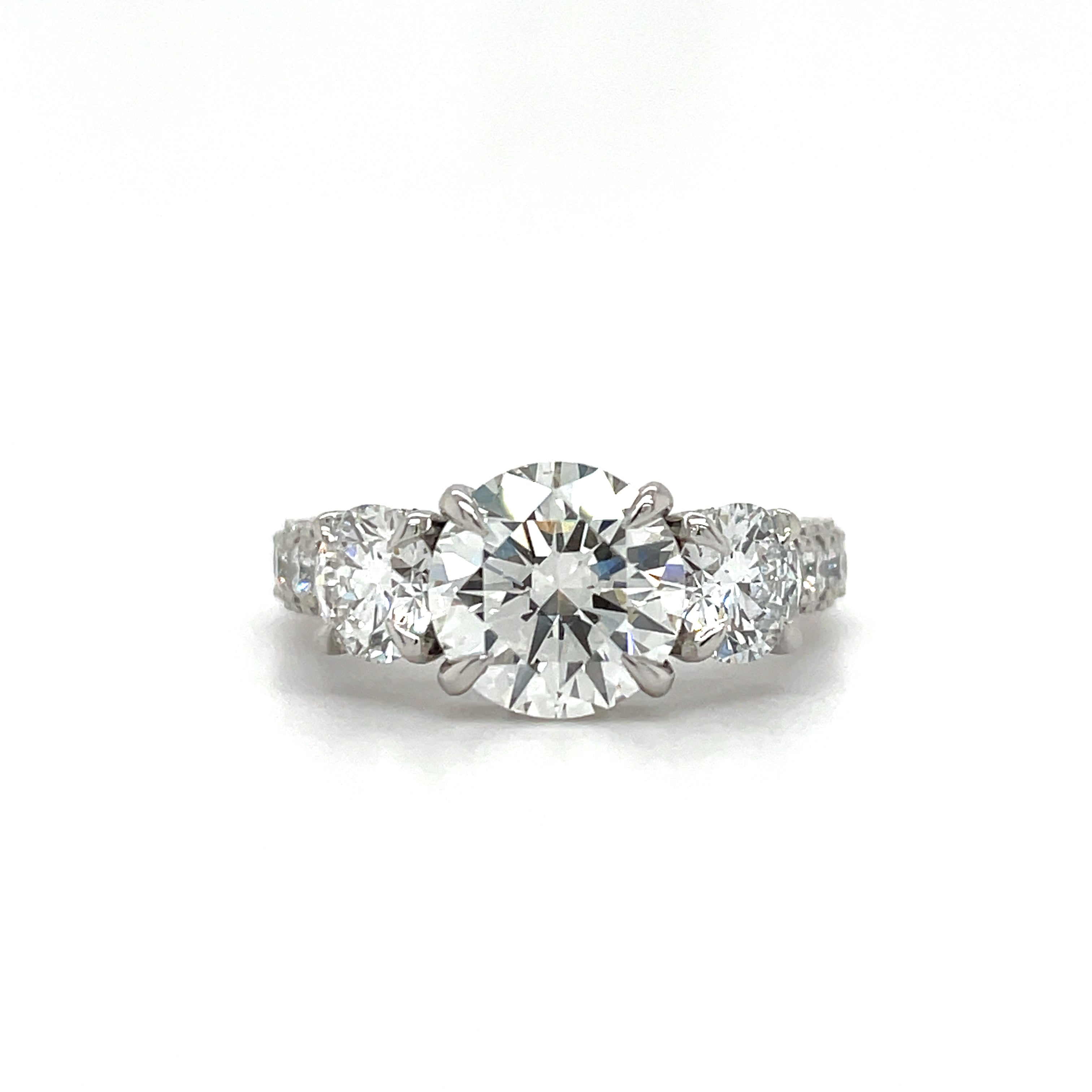 Lab Grown Round Brilliant Cut Trilogy Pavé Diamond Engagement Ring 1. Taj Jewels UK