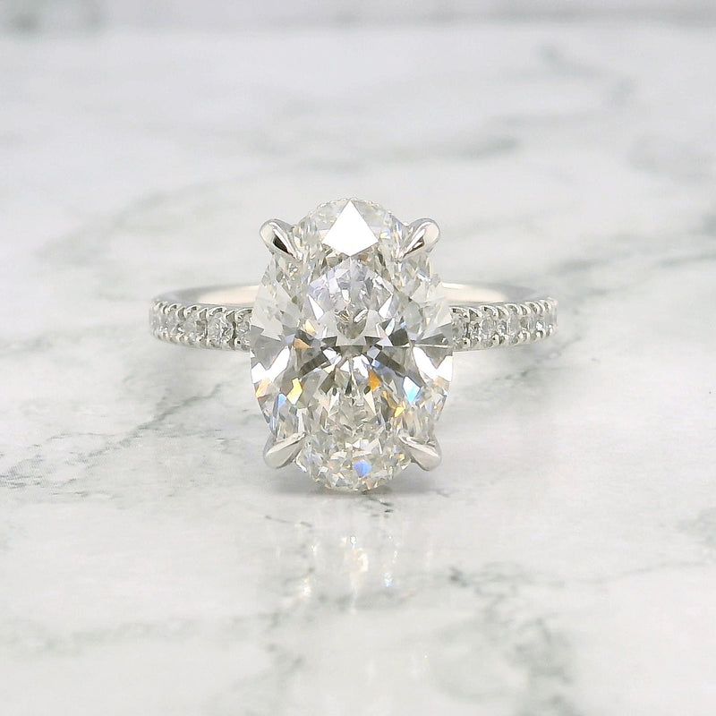 LAB GROWN OVAL HIDDEN HALO RING -1CT+