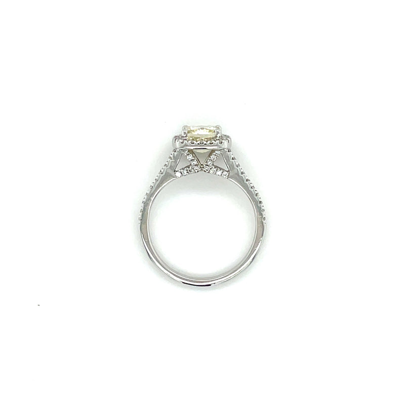NATURAL YELLOW DIAMOND CUSHION HALO ENGAGEMENT RING - 1.26CT