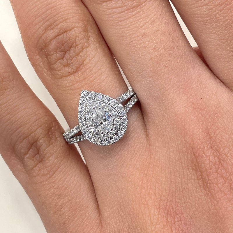 Pear Shape Double Halo Diamond Ring