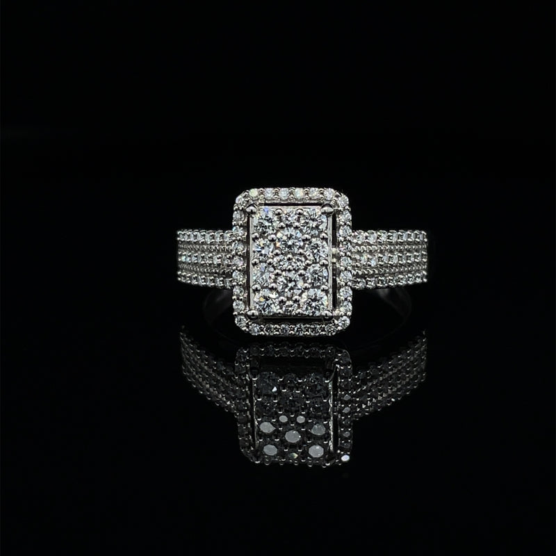 Radiant Shape Single Halo Diamond Ring