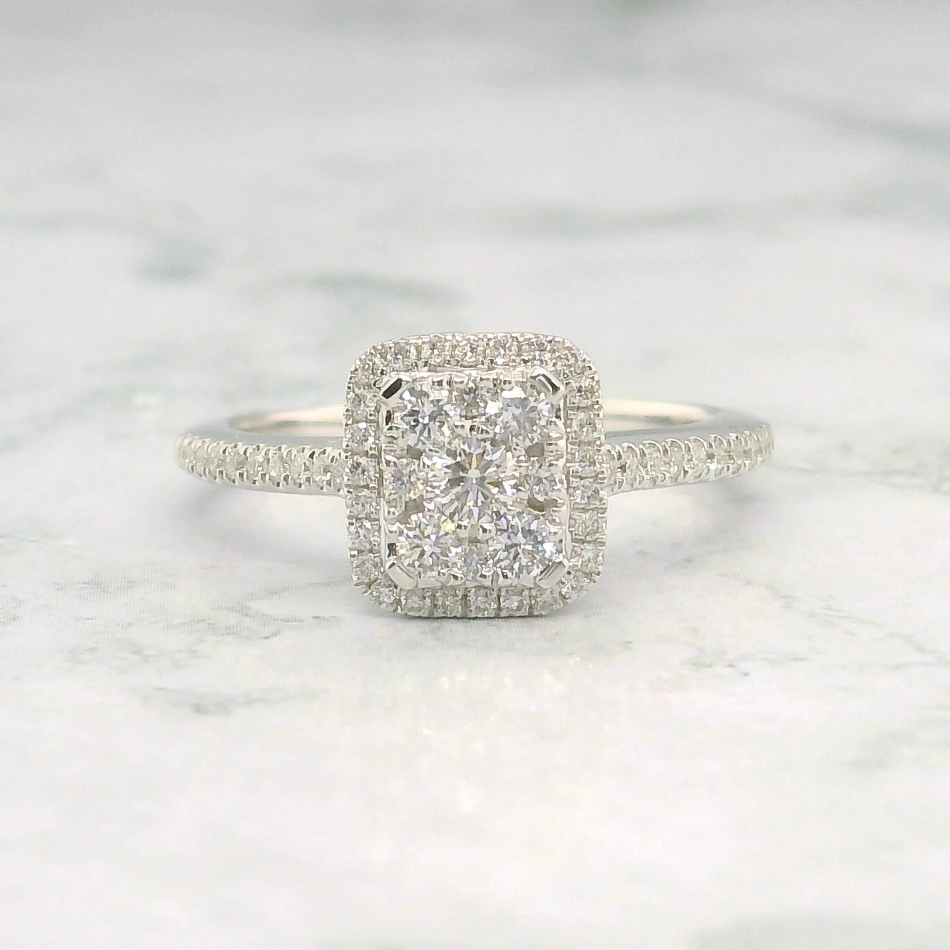 Radiant Shape Single Halo Diamond Engagement Ring Taj Jewels UK