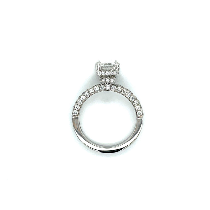 LAB GROWN RADIANT CUT DOUBLE HIDDEN HALO DIAMOND PAVE RING -1CT+
