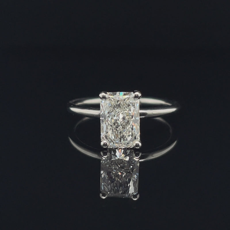 Lab Grown Radiant Hidden Halo Solitaire Ring -1CT+