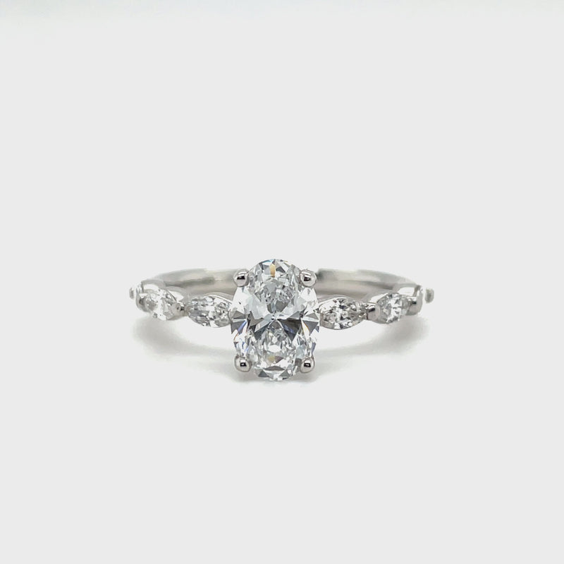 Lab Grown Oval Marquise Band Ring -1CT+