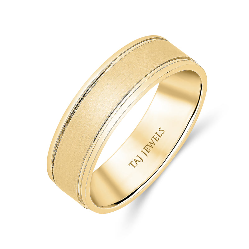 Gents Brushed Centre Double Line Wedding Band