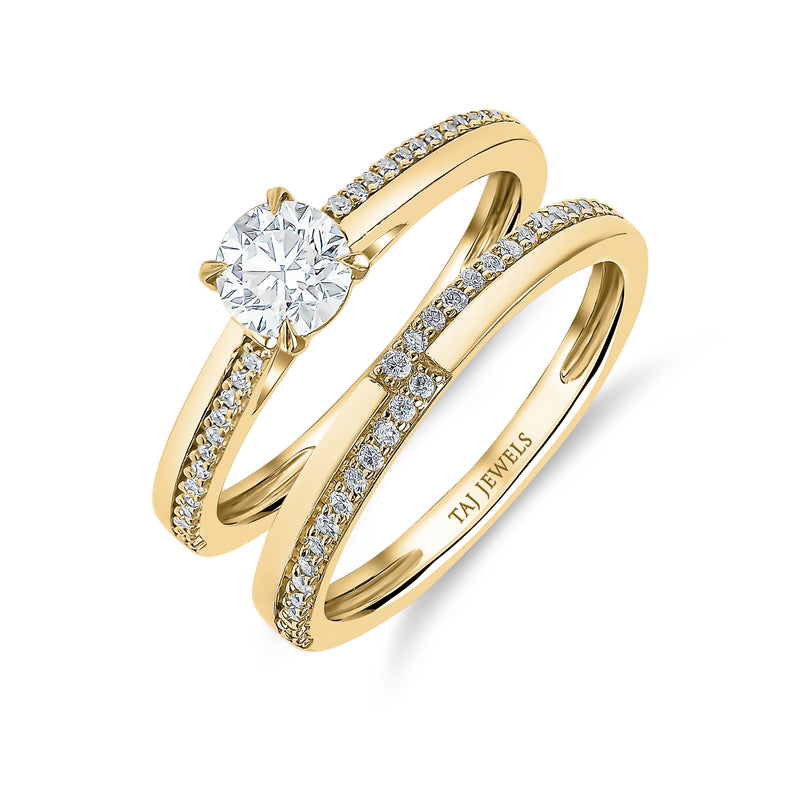 Round Brilliant Solitaire Diamond Ring with matching Band