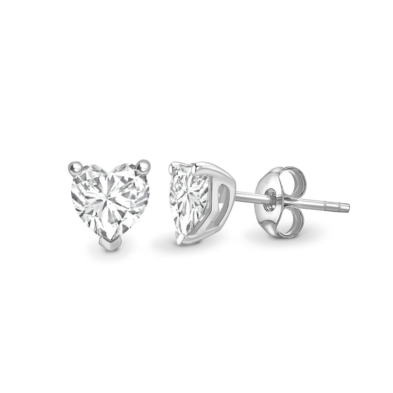 Heart Diamond Solitaire Earring Studs
