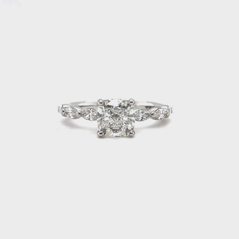 Lab Grown Cushion Marquise Band Ring -1CT+