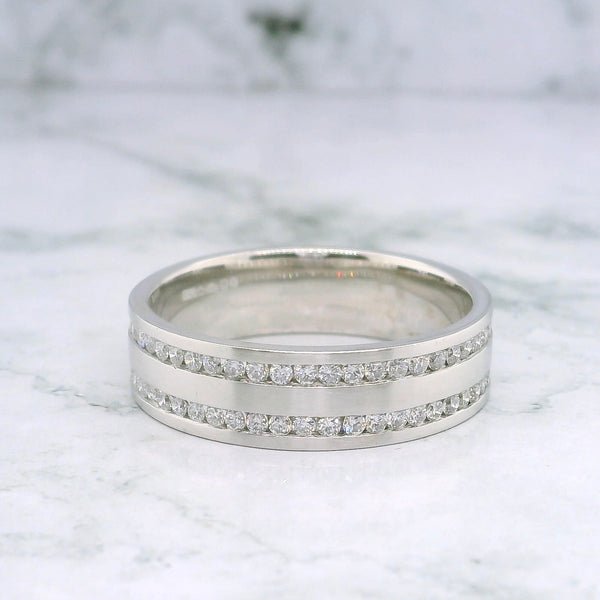 Men's Double Row Diamond Wedding Band