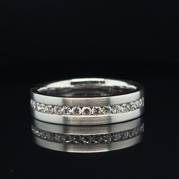 Men's Wedding Band Channel Set With Round Brilliant Diamonds