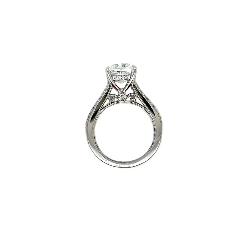 Lab Grown Cushion Brilliant Cut With Baguette & Princess Cut Band Engagement Ring -1.50ct+
