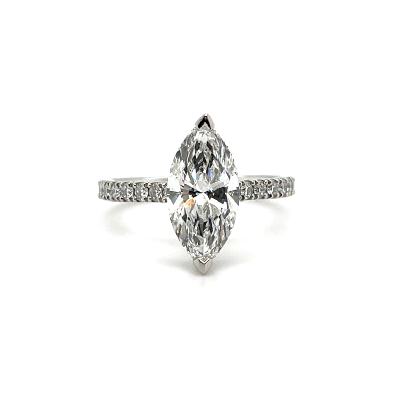 Lab Grown Marquise Hidden Halo Ring -1ct+