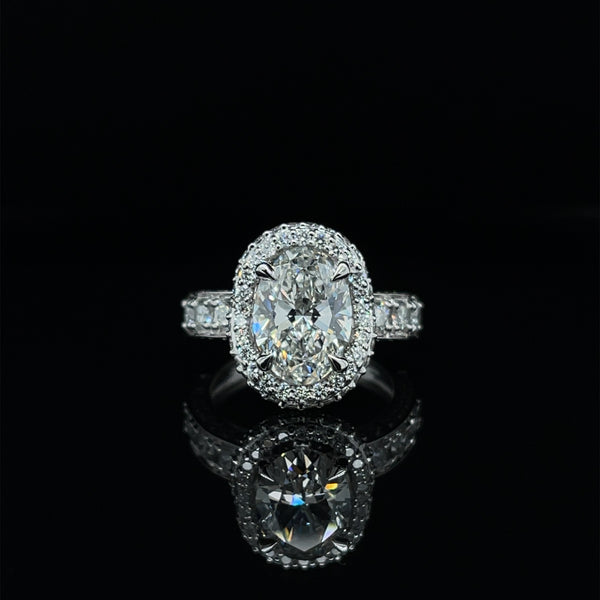 Lab Grown Oval Brilliant Cut Cross Over Engagement Ring -1.50ct+