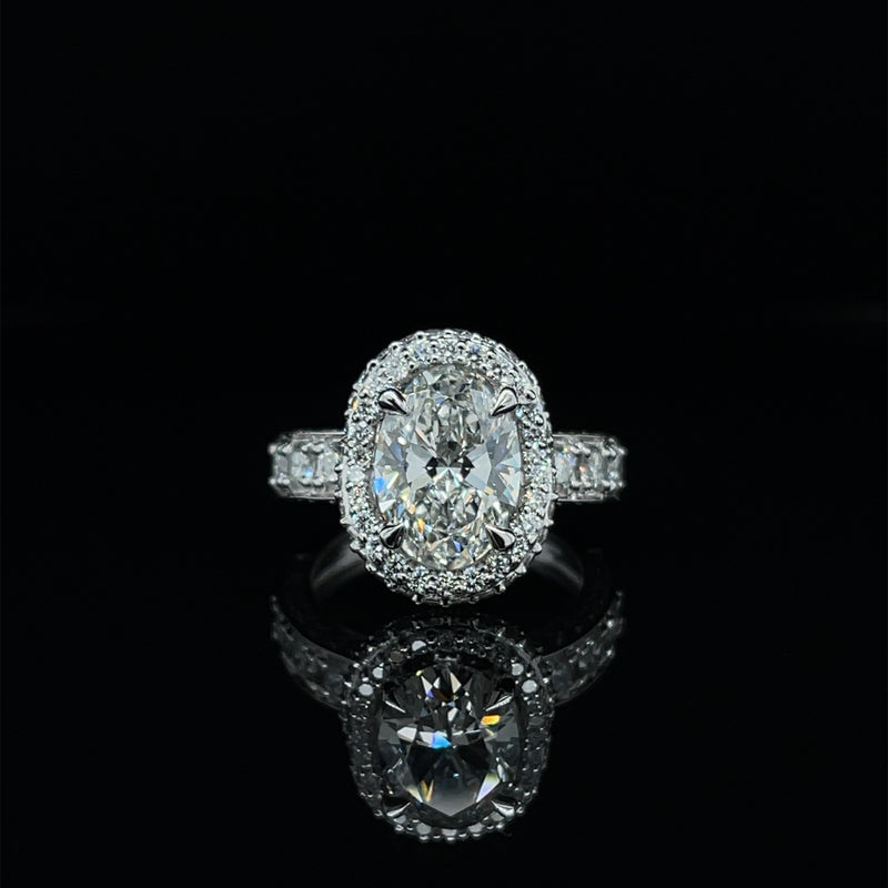 Lab Grown Oval Brilliant Cut Cross Over Engagement Ring -1.50ct+