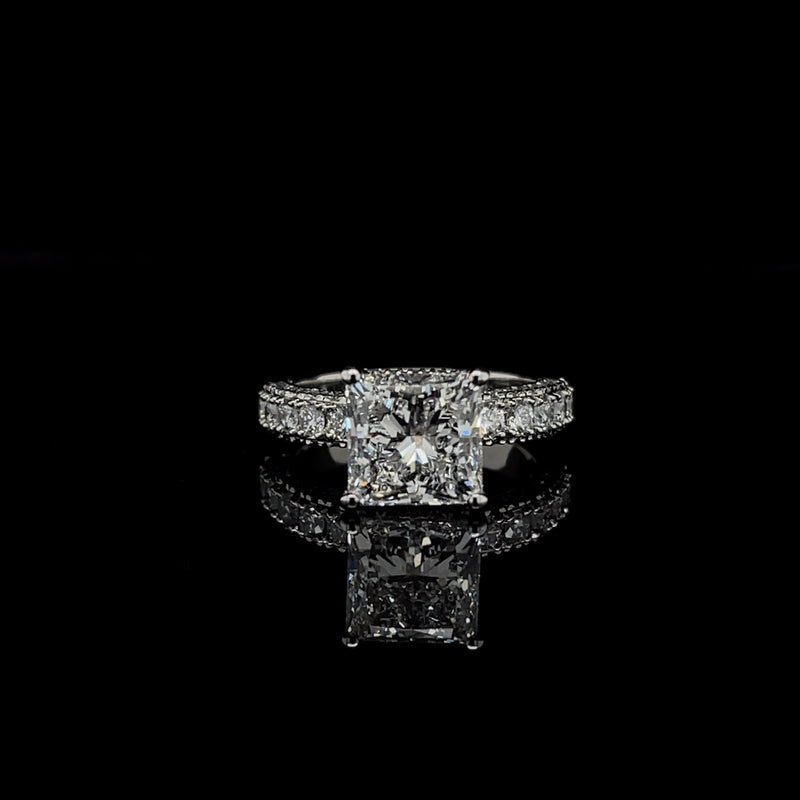 LAB GROWN PRINCESS CUT DIAMOND HIDDEN HALO PAVE ENGAGEMENT RING -1CT+