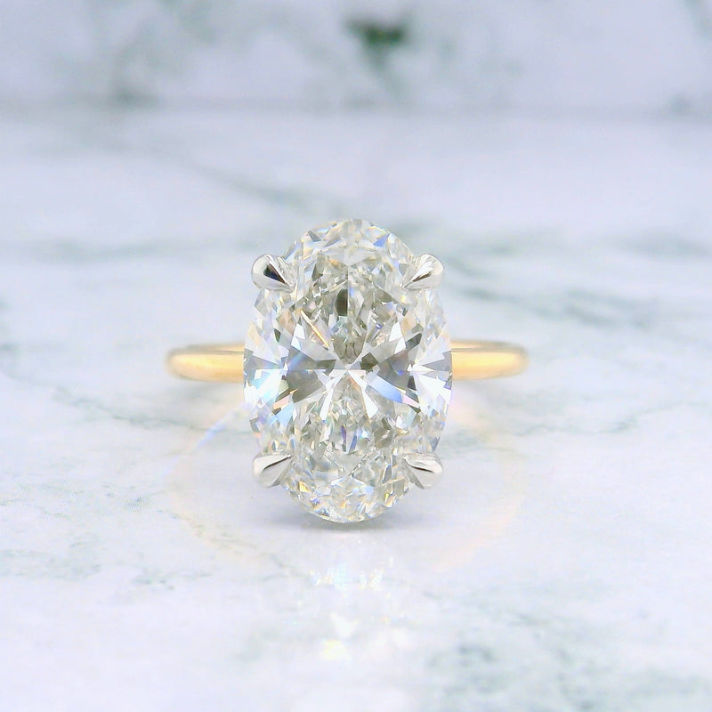 Lab Grown Oval Solitaire Hidden Halo Ring - 1CT+