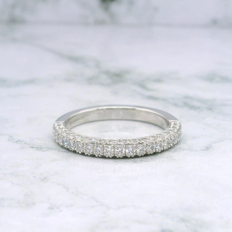 Wedding Band Pave Setting with Round Brilliant Diamonds