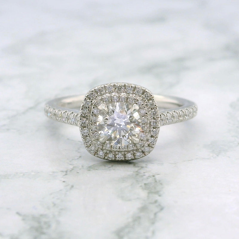 Round Cut Double Halo Diamond Ring