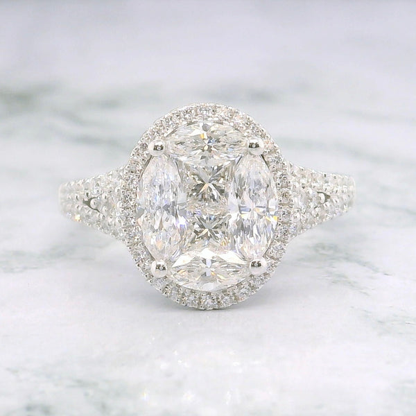 Oval Cut Single Halo Diamond Ring