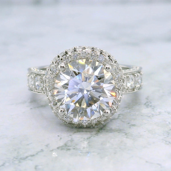 Lab Grown Round Brilliant Cut Cross Over Engagement Ring -1.50ct+