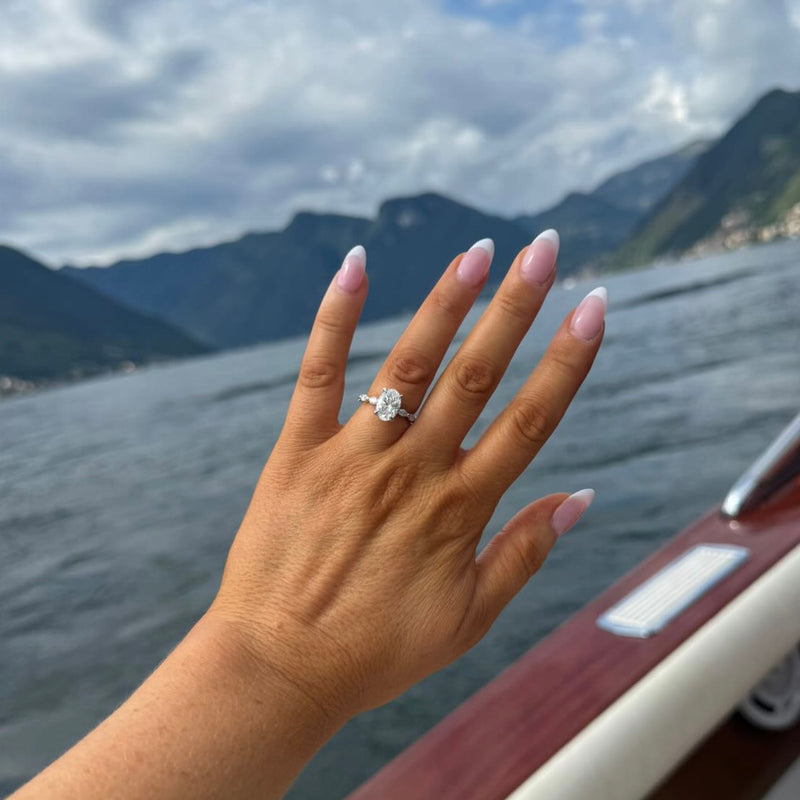 Oval Brilliant Cut Marquise Diamond Band Lab Diamond Engagement Ring (1.00ct+)