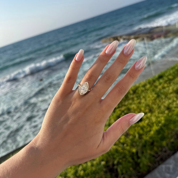 Marquise Brilliant Cut Lab Diamond Halo Engagement Ring (Cathedral) (0.50ct+)