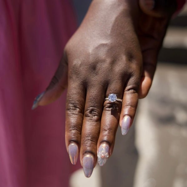 Round Brilliant Cut Shoulder Set Lab Diamond Engagement Ring (Floating Head) (1ct+)