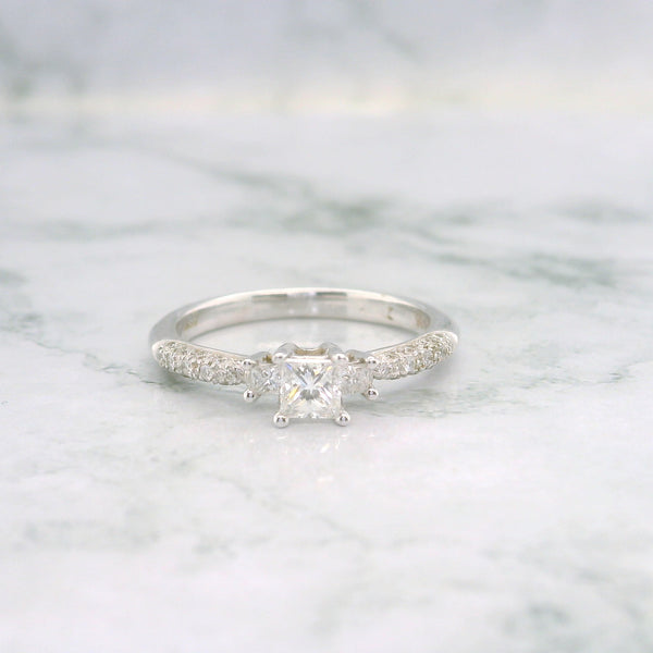 Trilogy Princess Cut Pave Diamond Engagement Ring