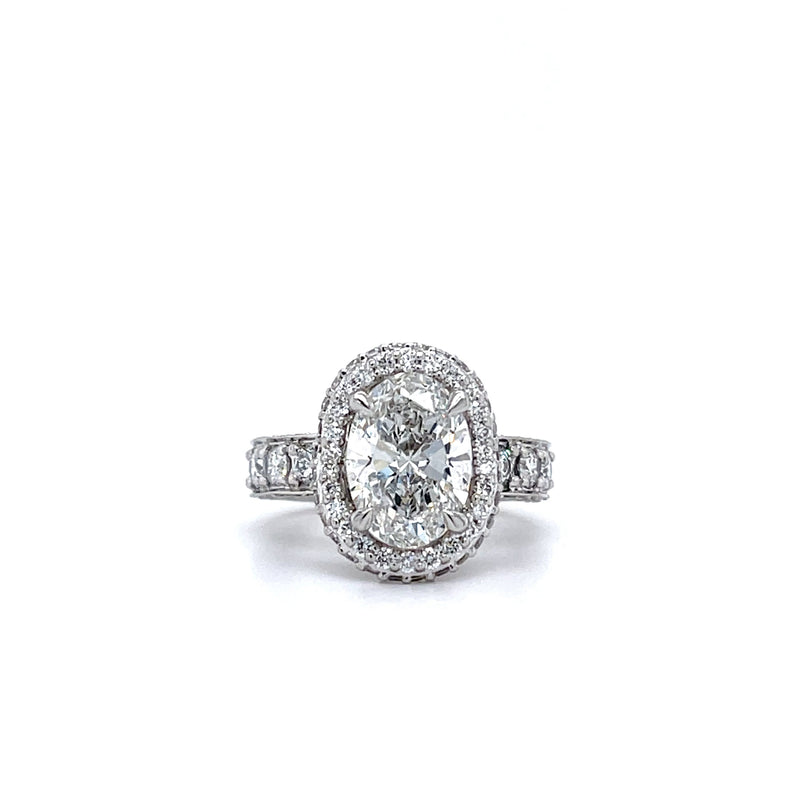Lab Grown Oval Brilliant Cut Cross Over Engagement Ring -1.50ct+