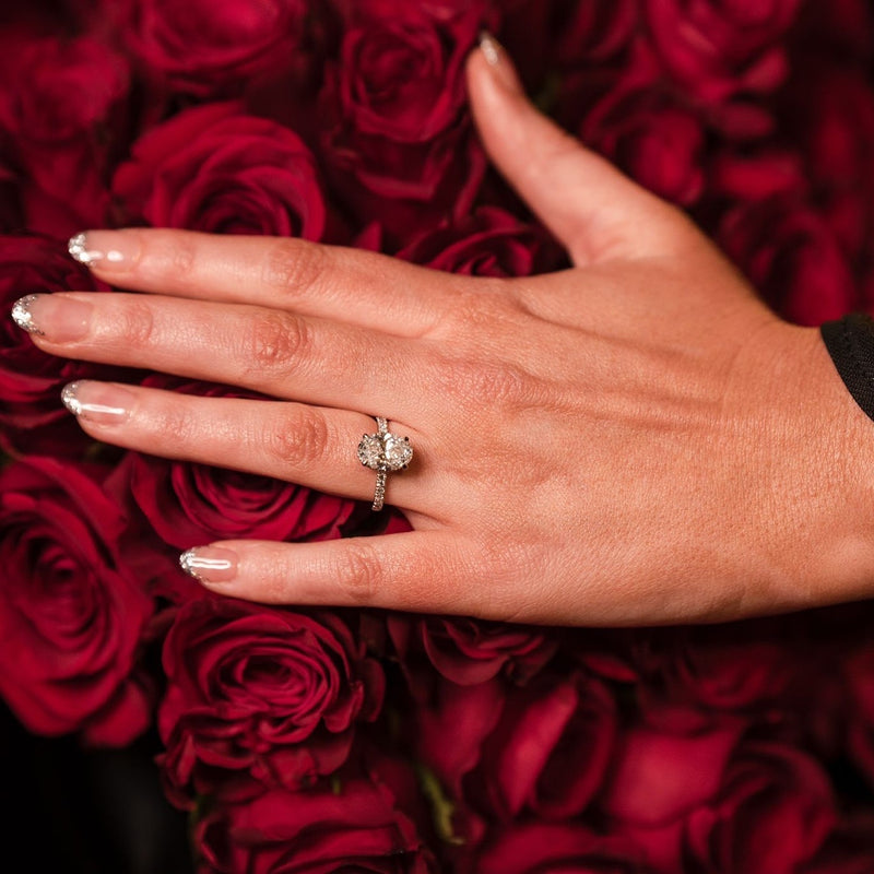 Oval Brilliant Cut Cathedral Lab Diamond Engagement Ring (1ct+)