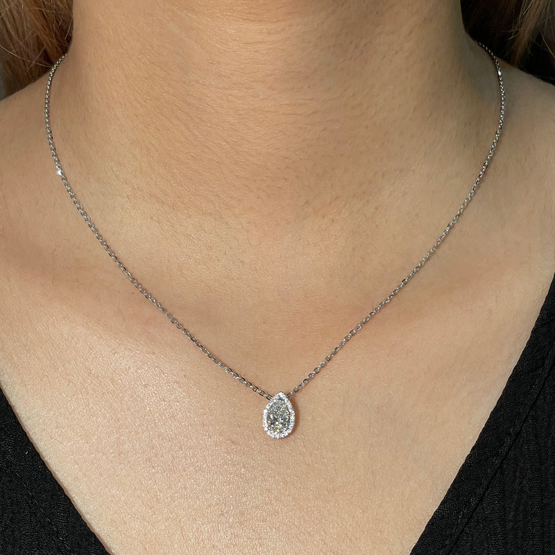 Pear Diamond Halo Pendant