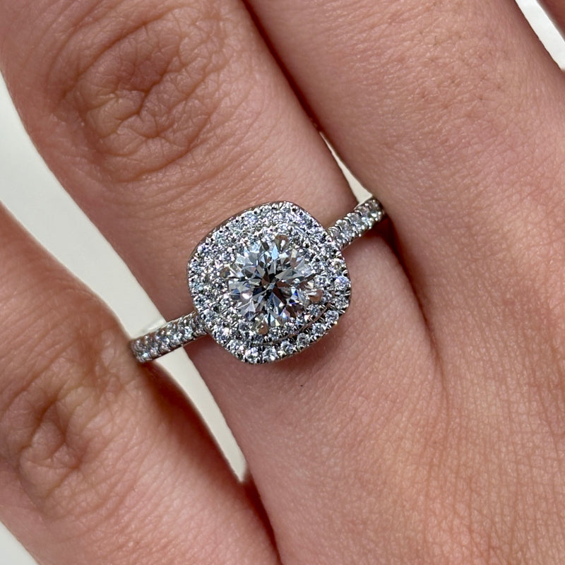 Round Cut Double Halo Diamond Ring