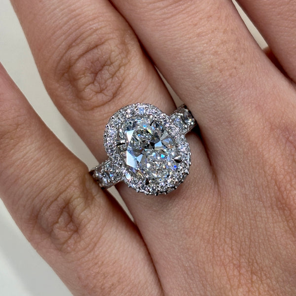 Lab Grown Oval Brilliant Cut Cross Over Engagement Ring -1.50ct+