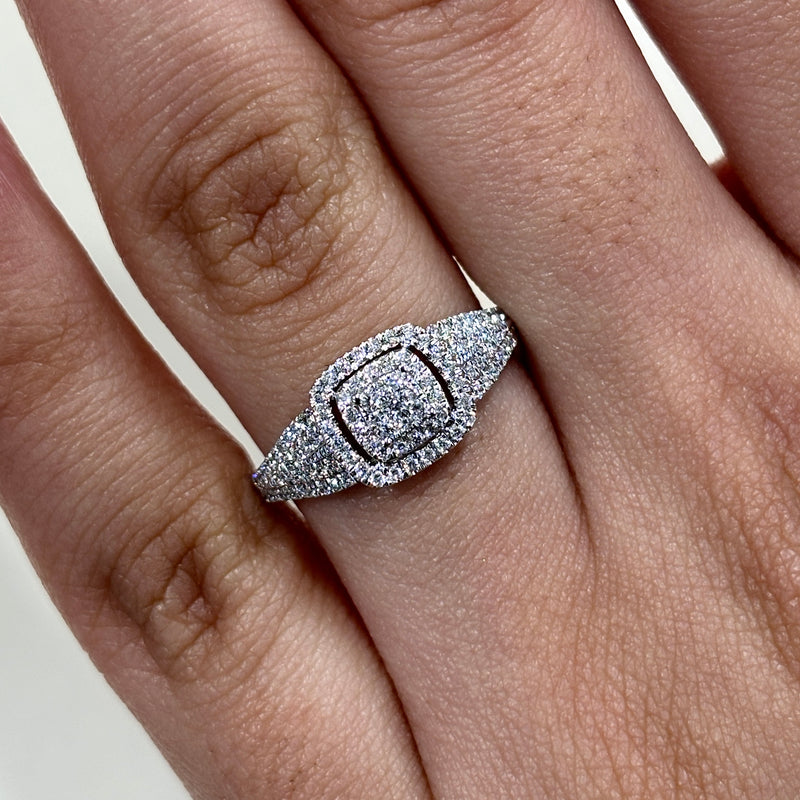 Cushion Shape Single Halo Diamond Ring