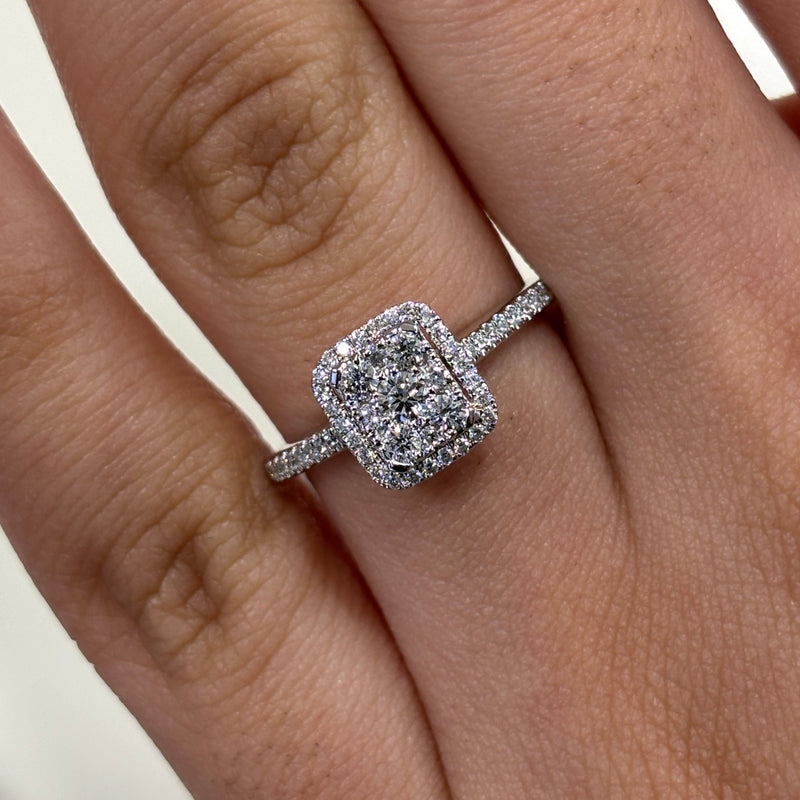 Radiant Shape Single Halo Diamond Engagement Ring