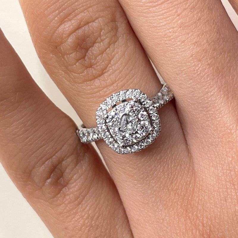 Cushion Shape Single Halo Diamond Ring