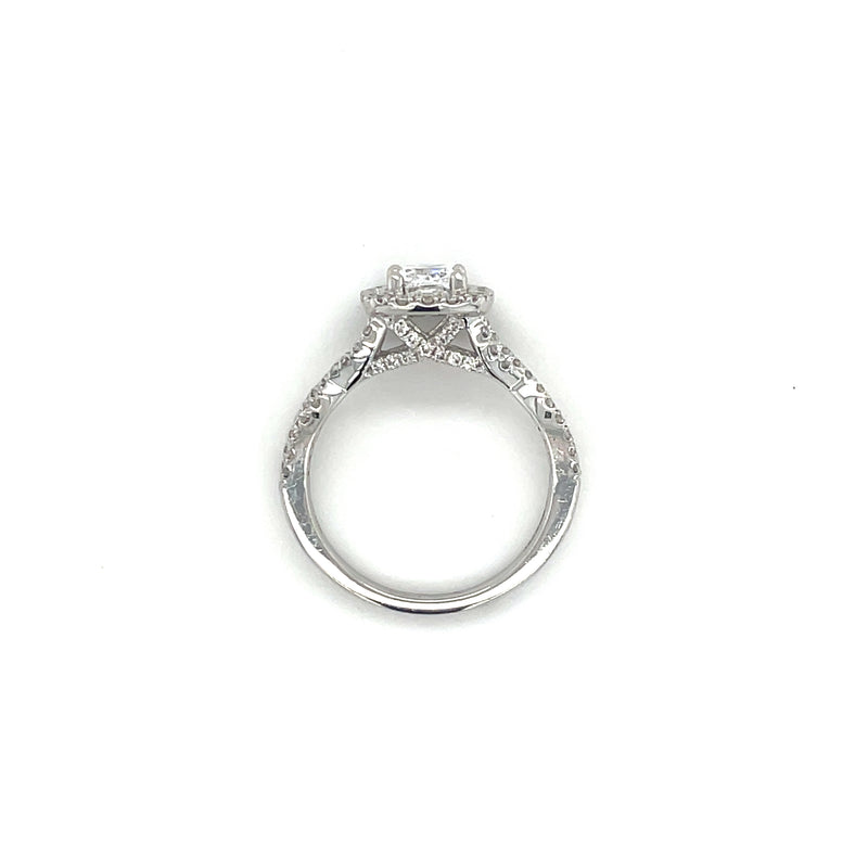 Natural Cushion Diamond Halo Spiral Band Engagement Ring - 1.19cts