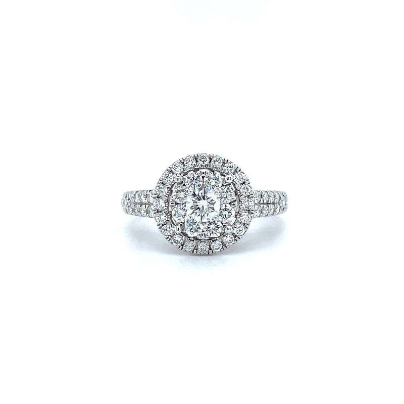 Round Shape Single Halo Diamond Ring