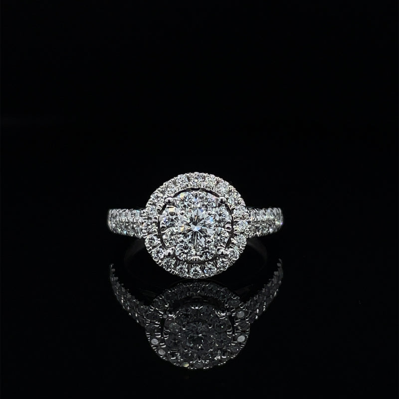 Round Shape Single Halo Diamond Ring
