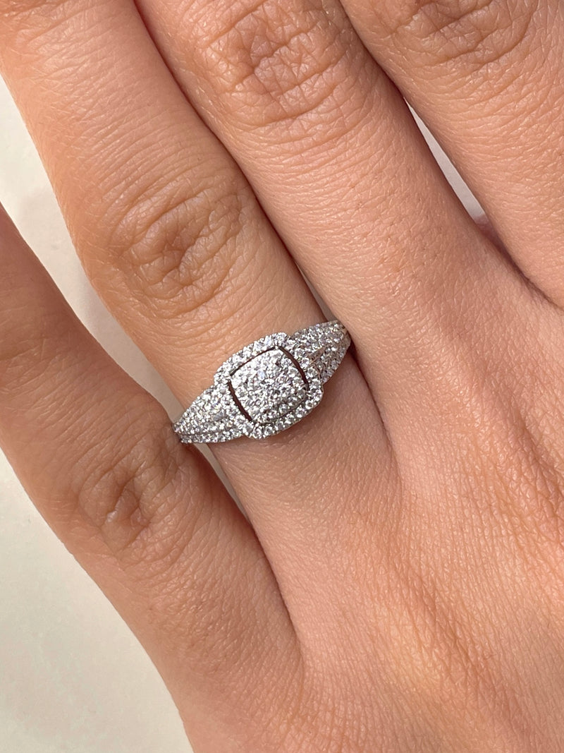 Cushion Shape Single Halo Diamond Ring
