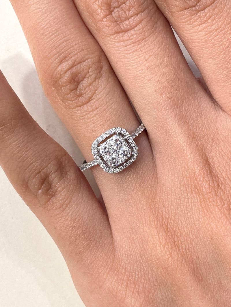 Cushion Shape Single Halo Diamond Ring