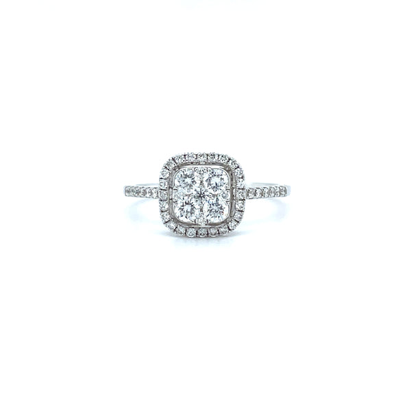 Cushion Shape Single Halo Diamond Ring