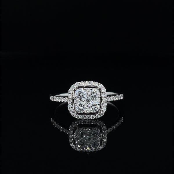 Cushion Shape Single Halo Diamond Ring