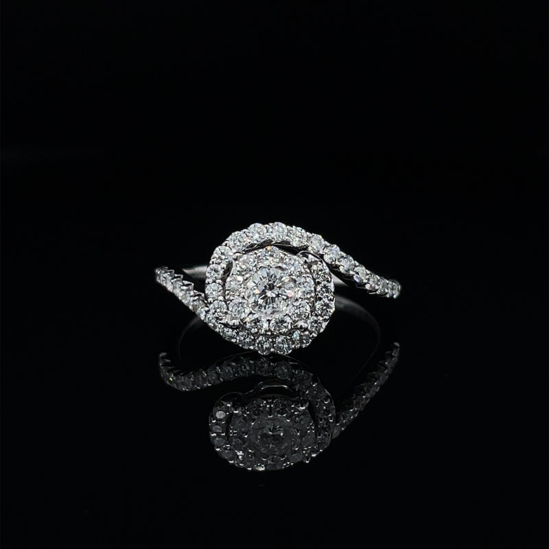 Round Shape Spiral Band Diamond Ring