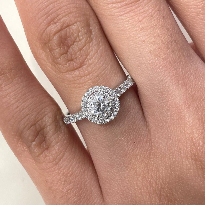 Round Shape Double Halo Diamond Ring