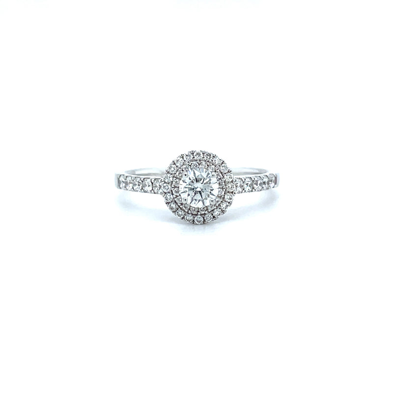 Round Shape Double Halo Diamond Ring